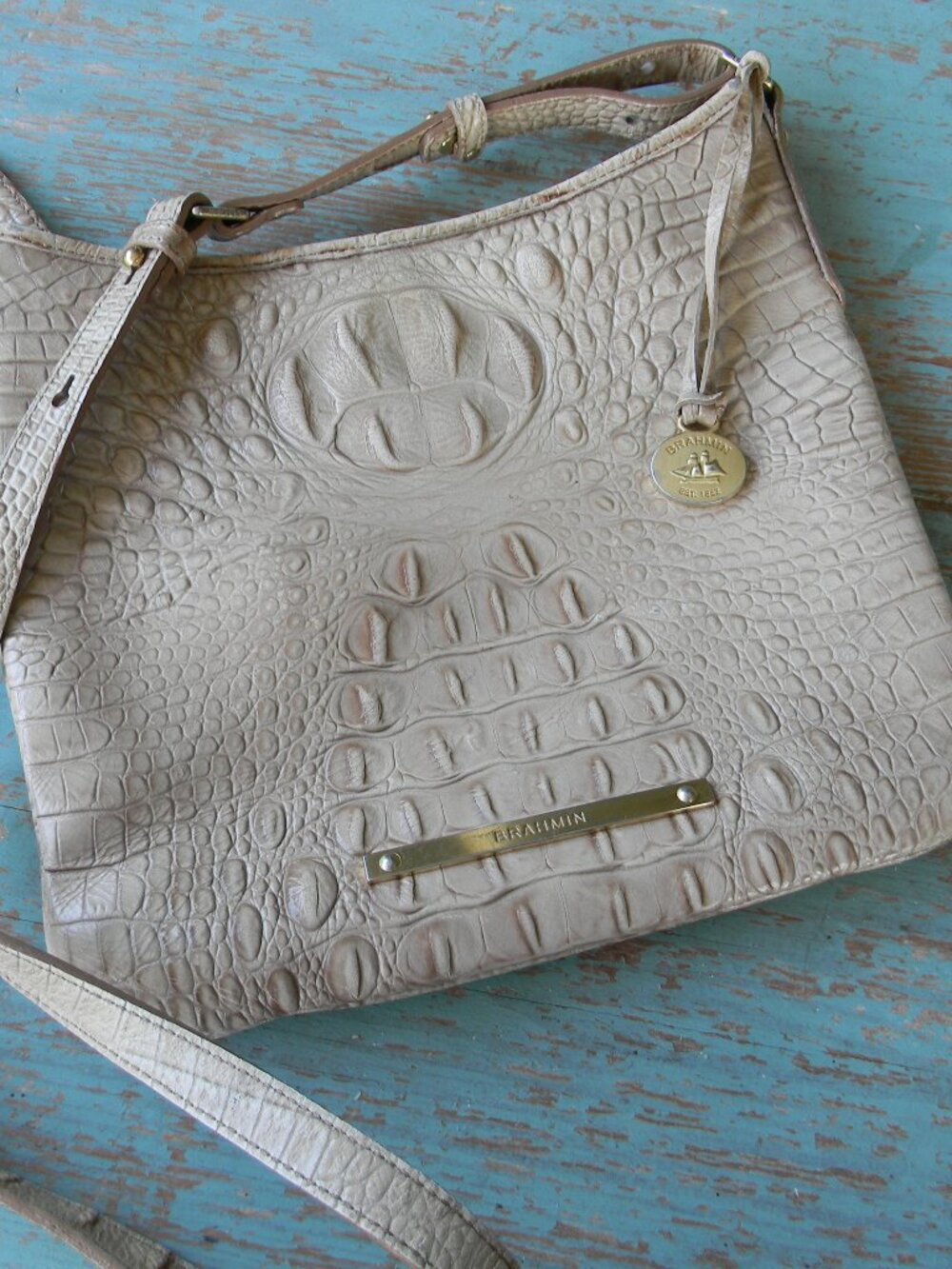 Brahmin Katie Crossbody Beige/Tan Leather Bag